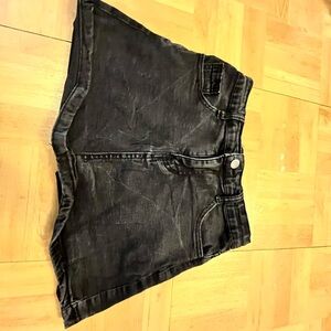 Faded Black Denim Shorts